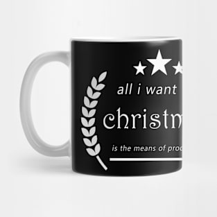 Text "All i want for christmas is the means of production" Mug